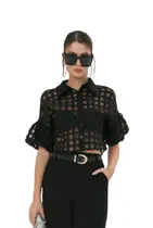 Comprar Blusa Cuello Camisa \u002F Blusa Color Negro\u002F Blusas Para Fiesta
