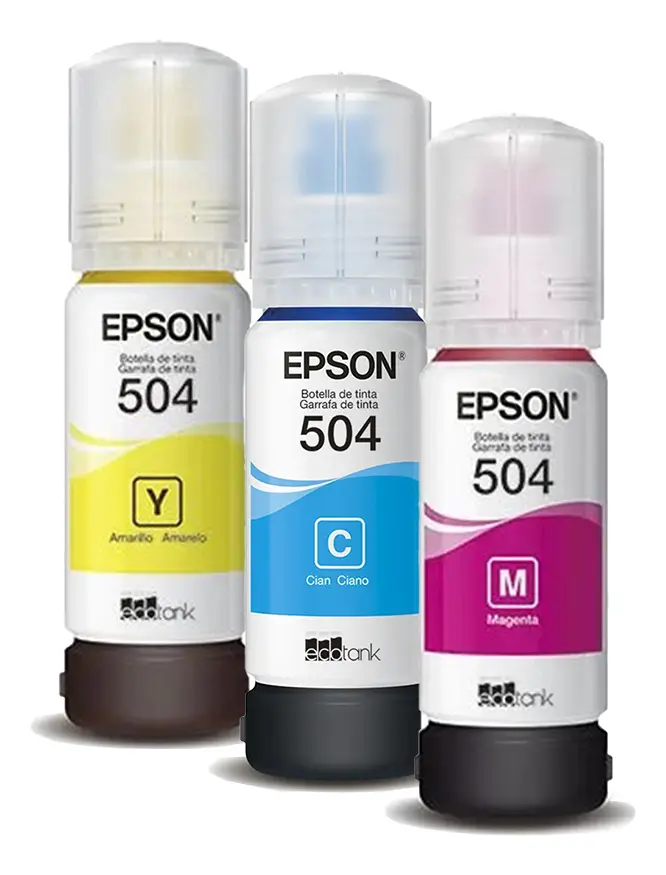 Pack 3 Tintas Epson T504 3 Colores L4150, L4160, L6161 Tinta cyan/magenta/yellow