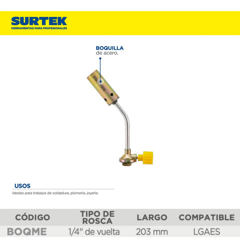 Boquilla P/lata Dgas Rosca Tipo Mecha Surtek Boqmr