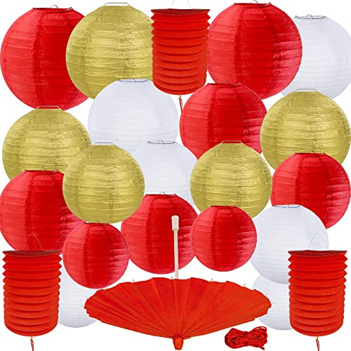 Winlyn Rou Decorativo De Año Nuevo Chino, 20 Unidades, Rojo,