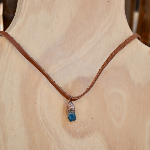 Imagen 2 de 4 de Collar Piedra Azul Apatito, Motivacion, Creatividad, Cod1