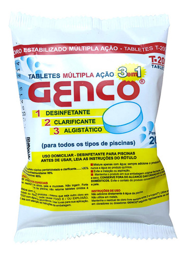 Cloro Multipla Acao Genco 3 Em 1 Tablete De 200g