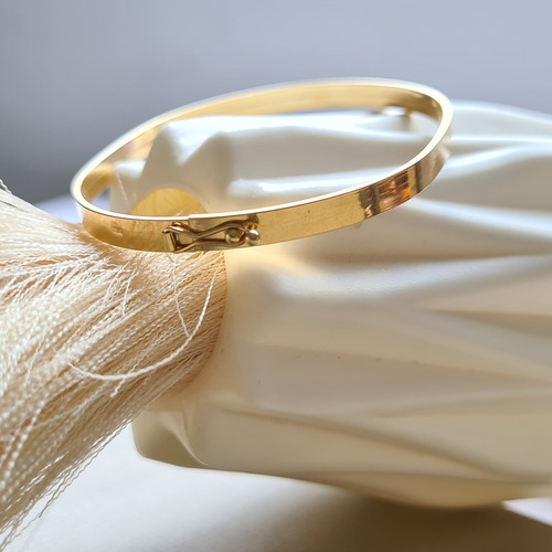 Bracelete Quadrado/retangular 4mm - 19cm - Ouro 18k Dourado 4 Mm 19 Cm