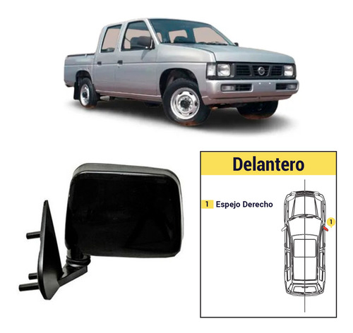 Espejo Derecho Manual Nissan D21 1994/2008 B/metalica Negro 