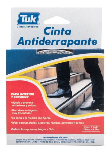 Cinta Antiderrapante Negra Tuk Uso Rudo 25 Mm X 4.57 M 