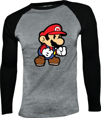 Camiseta Mario Bros I Manga Larga Camibuso Raglan