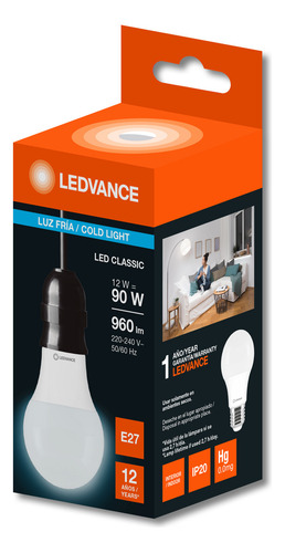Caja X 10 Lámparas Led Value Classic A 12w Ledvance Osram Color de la luz Blanco frío
