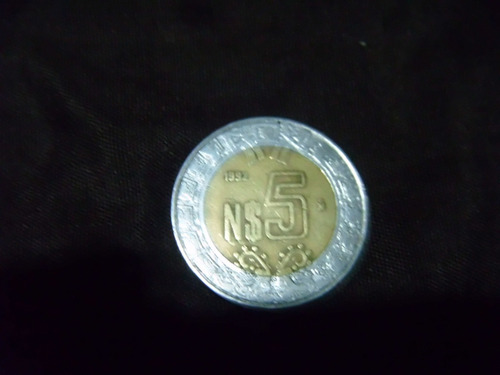 Moneda 5 Nuevos Pesos Año 1992 México Bimetálica