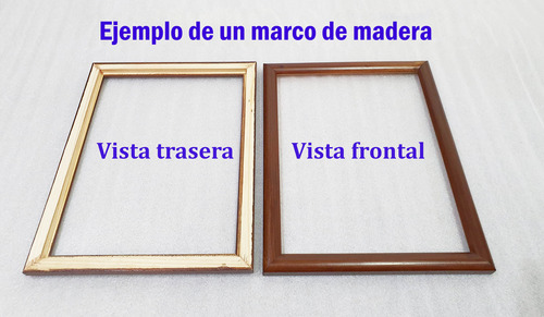1 Marco De Madera Con Vidrio Anti 50x70cm, Todo Incluido Azul