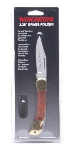Winchester Cuchillo Plegable De Latón, De 3,25 Pulgadas, Env