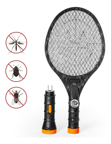 Raqueta Mata Mosquitos Recargable Con Doble Lampara 