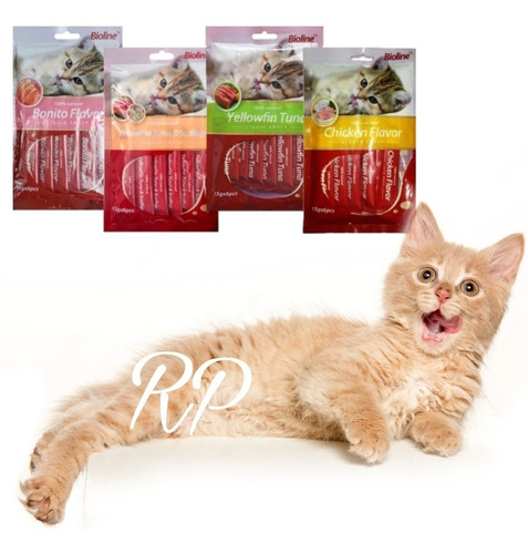 Sachet Churus Para Gato Bioline 6 Snack Liquido. Sabores 