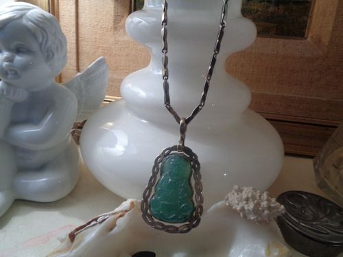 Collar Con Dije Kuan Yin En Piedra Semipreciosa Jade Y Plata