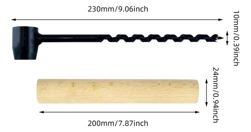 Taladro De SinfĂn, Con Mango De Madera, 10x230 Mm