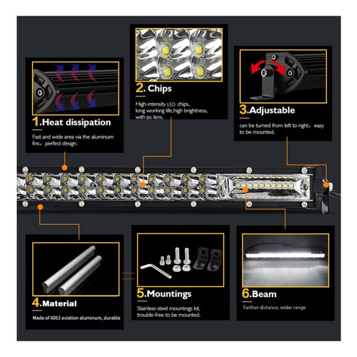 Barra Led Dual Con 5 Funciones Y Strobo 80cm 300w