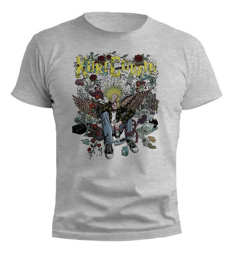 Remera Kurt Cobain Arte Ilustracion Diseño Gris