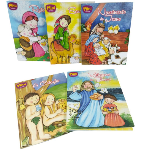 Kit Com 25 Mini Livros Bíblicos - Explore A Fé Com O Kit De Livros Bíblicos - Coleção Completa - Ensinamentos Sagrados- Todo Livro