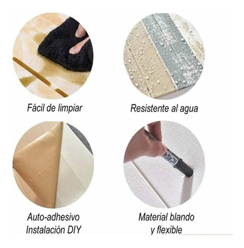 Pack 10 Lamina Papel Mural 3d Ladrillo/ Tucupon Blanco