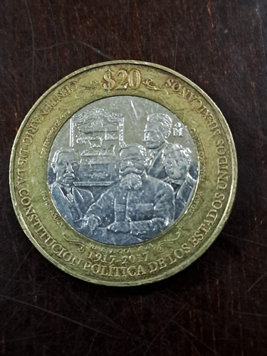 Moneda De 20 Pesos - Centenario De La Constitucion Política 