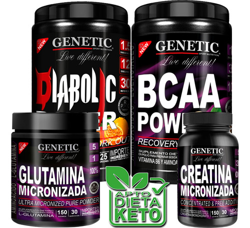 Anabol 4 Diabolic Bcaa Powder Glutamina Creatina Genetic