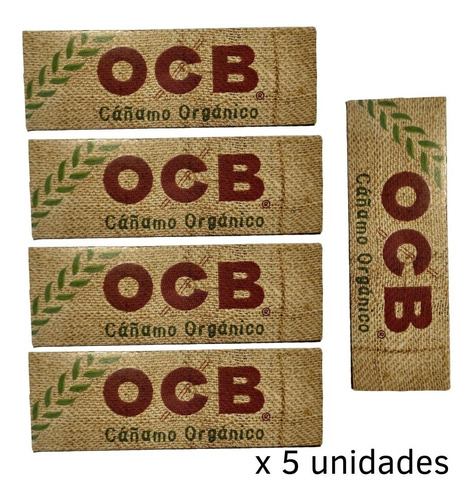 Combo X5 Papel Ocb Organico 1 1/4 50 Papelillos Metanoia