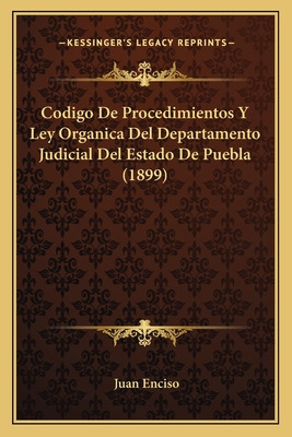 Libro Codigo De Procedimientos Y Ley Organica Del Departa...