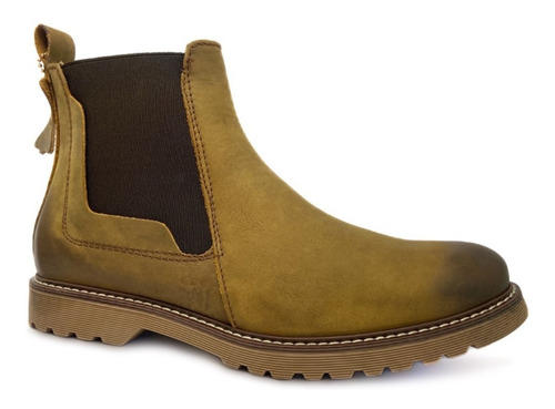 Bota Estilo Chelsea Cuero Vacuno Genuino Acabado Graso