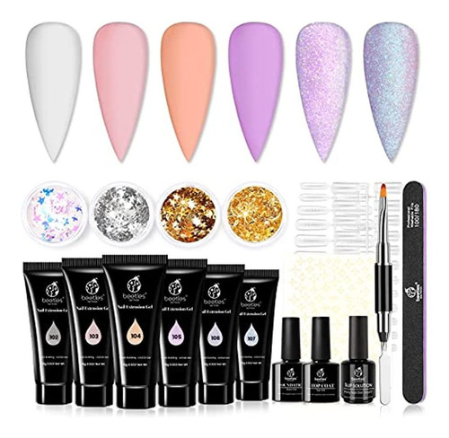 Beetles Poly Nail Gel Kit Extension Nails Builder Gel 6 Poly