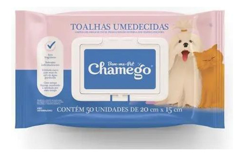 Toalhas Umedecidas Pet Chamego 50 Uni 20 X 15