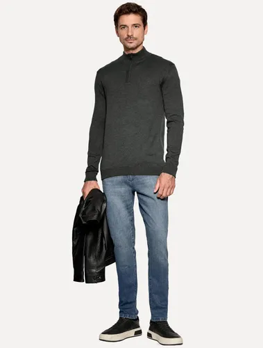 トップス amizoS Blusa Aramis Tricot Gola Alta Half Zip Surton Grafite