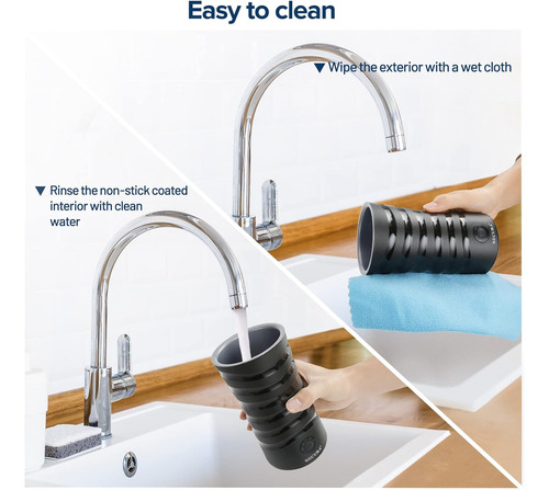 Espumador De Leche Secura 4 En 1, Caliente O Fria, Negro