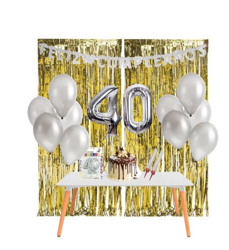 Kit Cumpleaños En Casa - Decoración Cumple Virtual - 40 Años