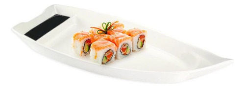 Barca Pequena Para Sushi Em Melamina Premium 25,5 Cm Branca
