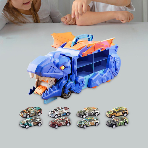 Camión De Transporte De Dinosaurios, Juguetes Con 8 Carros