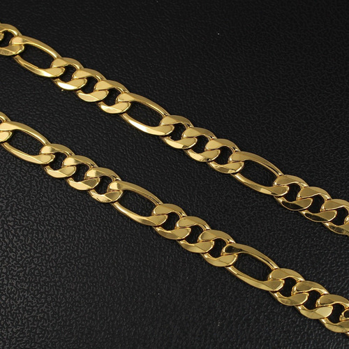 Gruesa Cadena De Oro Laminado Eslabones Tipo Figaro De 8mm
