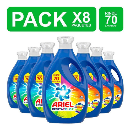 Ariel Detergente Líquido Revitacolor 2.8l Pack X8