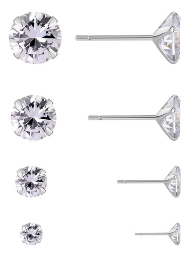 Charm-in Pendientes De Diamantes Cz Brillantes Chapados En R