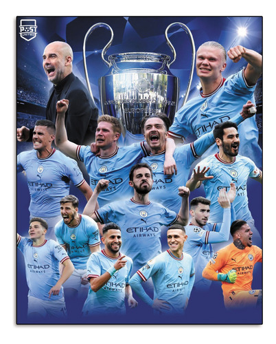 Cuadro Retablo Manchester City Campeon De Champions 50x70cm