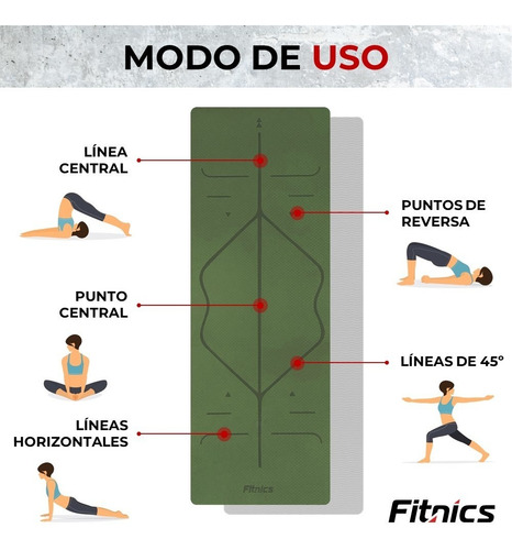 Imagen 4 de 8 de Mat Yoga Colchoneta Eco 8mm Doble Color Guías +bolso +correa