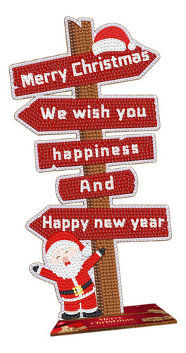 Letrero De Madera Navideño, Adorno 14,5 Cm X 29 Cm Rojo