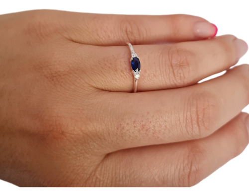 Anillo Jazmín Azul De Plata 925