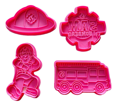 Set De 4 Cortantes 9cm De 2 Piezas Sam El Bombero Cookie Kut