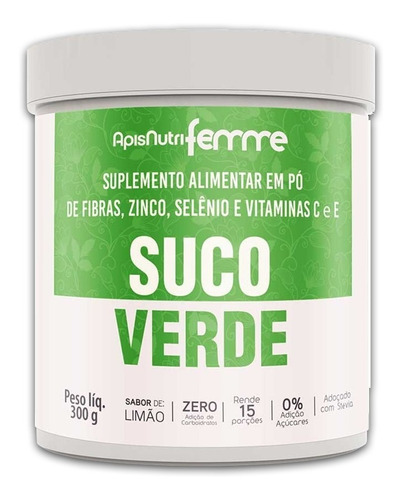 Kit 3 Detox Green Solúvel Apisnutri 300g - Com Stévia