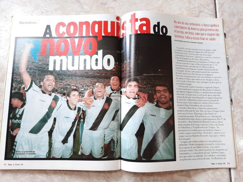 Revista Placar Vasco Campeão Libertadores 1998 Pôster (Usado)