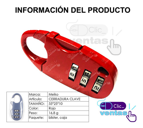 Candado Con Clave Maletas/casilleros/mochila/baúl