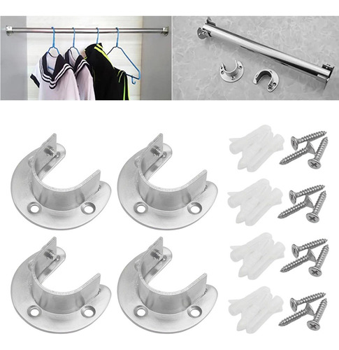 . 4x Socket De Varilla De Acero Inoxidable Brida Rob 25mm