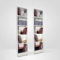 Comprar Diseños Modernos S.A. biblioteca de 5 estantes de melamina 40x25x180 cm color blanco 2 unidades
