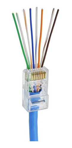 Imagem 4 de 7 de Pote Com 100 Unidades Plug Rj45 Macho Cat5e Crimpa Fácil