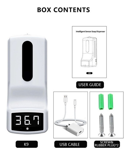 Imagen 2 de 3 de Termómetro Y Dispensador De Gel Automático K9 Con Pedestal