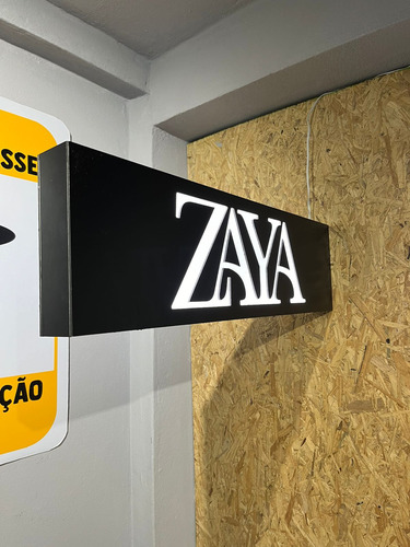 Placa Luminoso Retangular Em Acm Vazado Led Logo Dupla Face